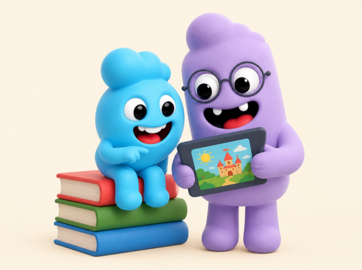 Timmy y Fer leyendo una guía digital